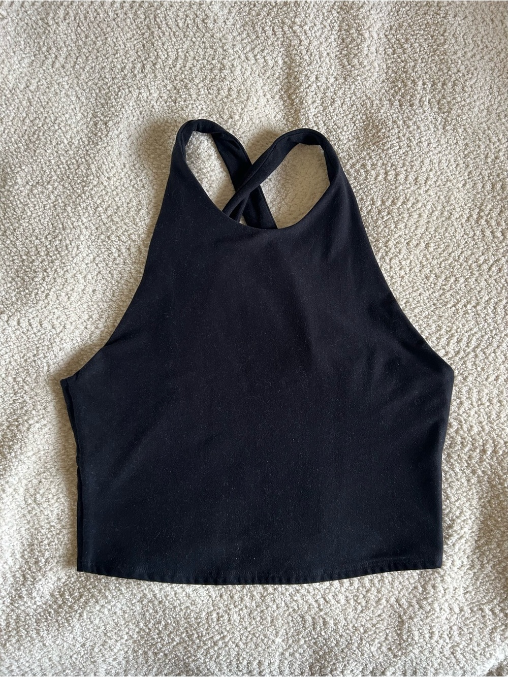 Abercrombie & Fitch Black High Neck Crossback Keyhole Bralette
